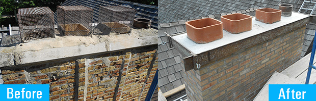 Aelite Chimney Specialties - Before and after chimney Repair Flue